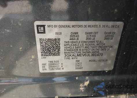 2018 GMC Terrain Sle z USA, uszkodzony, nr VIN 3GKALMEV0JL391473